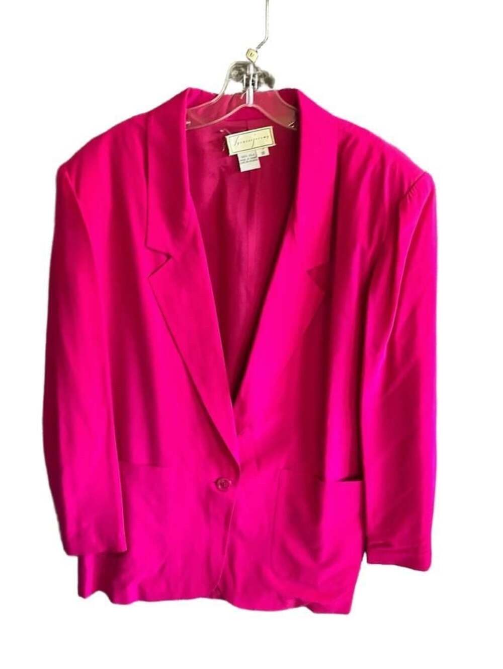 Spenser Jeremy Vintage 100% Silk Hot Pink Blazer Jacket Size 10